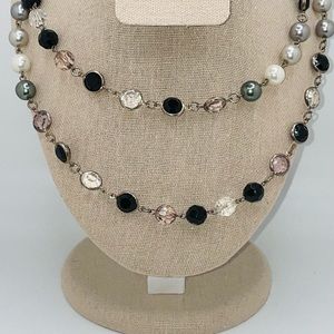 36” fashion bead, pearl, and crystal necklace